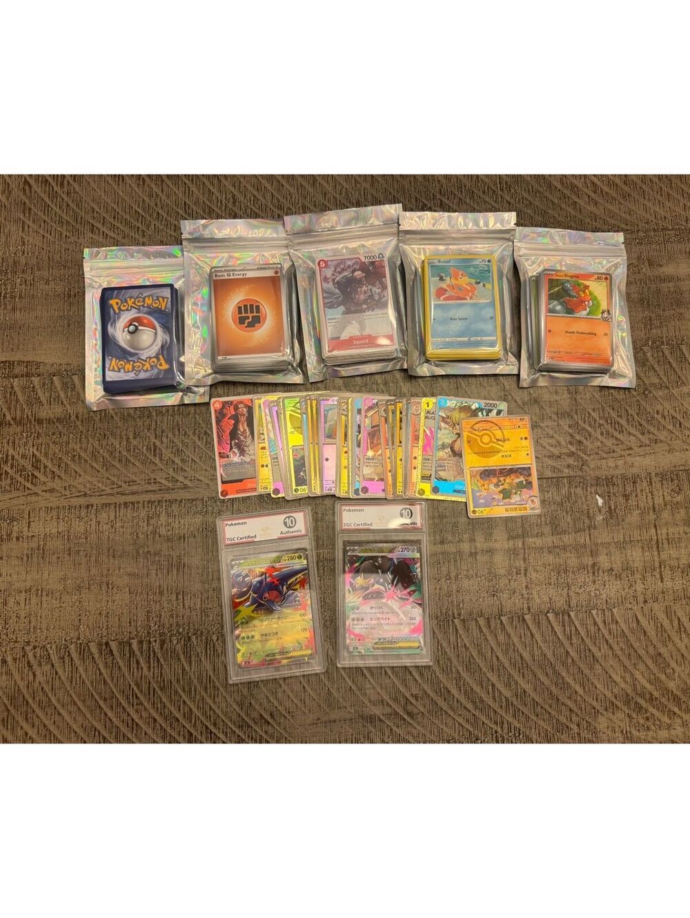 182 Pokemon One Piece TCG Card Lot 2 Graded 10 Slabs Zoro SEC Holos